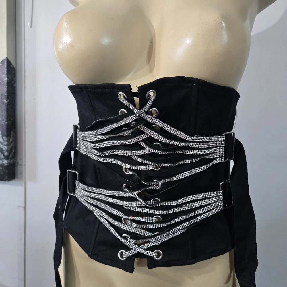 Black Corset with Silver Accents - Picture 1 of 11